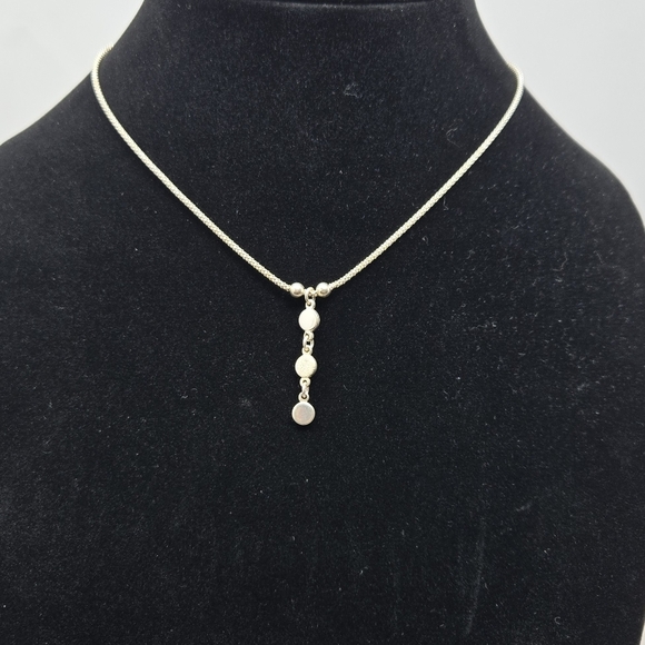 Vintage Italian 925 Sterling Silver Rope Chain Neclace 3 Circle Dangle Pendant - Picture 2 of 8